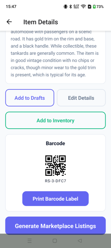 Inventory & QR Labels - Resell Scanner